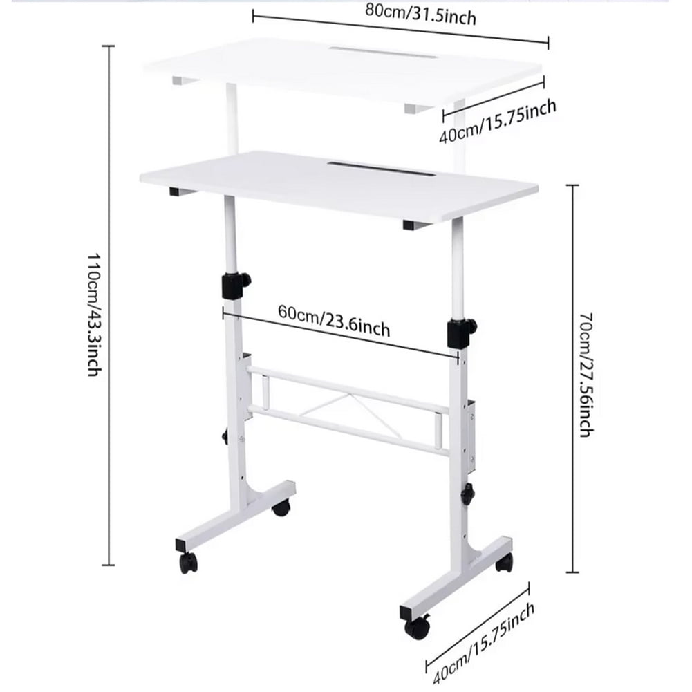 Shininglove 32" Mobile Standing Desk with Wheels – Adjustable Height Rolling Computer Desk for Home, Office & School
