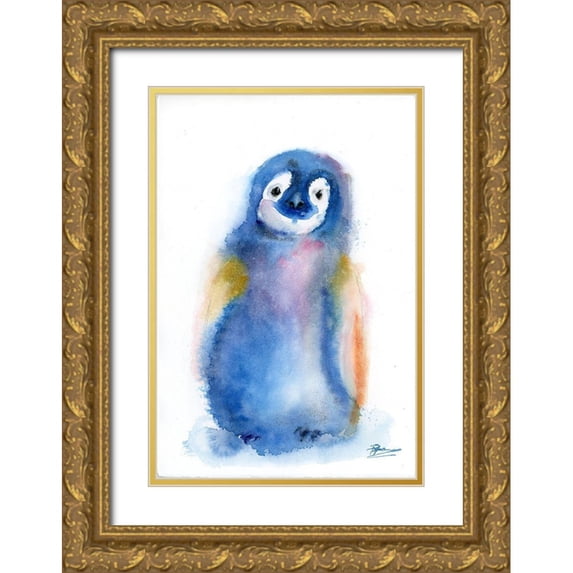Shefranov, Olga 18x24 Gold Ornate Wood Framed with Double Matting Museum Art Print Titled - Colorful Penguin