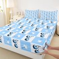 thumbnail image 3 of Homewish Geometric Grid Buffalo Bed Sheets,Kawaii Cherry King Sheets,Blue White Sheet Set For Boys Kids,Microfiber Bedroom Decor,4pcs, 3 of 7
