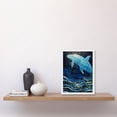 thumbnail image 2 of Blue Whale Breach in Winter Waters Moonlit Seascape Waves Artwork Framed Wall Art Print A4, 2 of 5