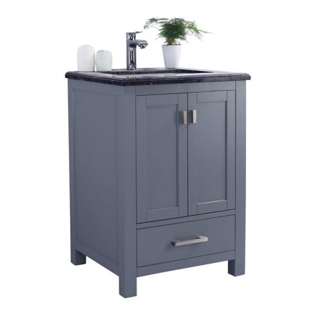 Laviva Wilson 24" Wood Cabinet with Marble Countertop in Gray/Black