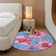 thumbnail image 2 of Round Rugs 5Ft, Pink Spring Floral Round Area Rug Washable Indoor Throw Carpet, Watercolor Elegant Botanical Blue Soft Non Slip Circle Rug for Cabinet Bathroom Home Decor Aesthetic, 2 of 8
