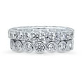 thumbnail image 2 of BERRICLE Sterling Silver Bubble Wedding Rings Bezel Set Round Cut Cubic Zirconia CZ Eternity Ring Set for Women, Rhodium Plated Size 9, 2 of 11