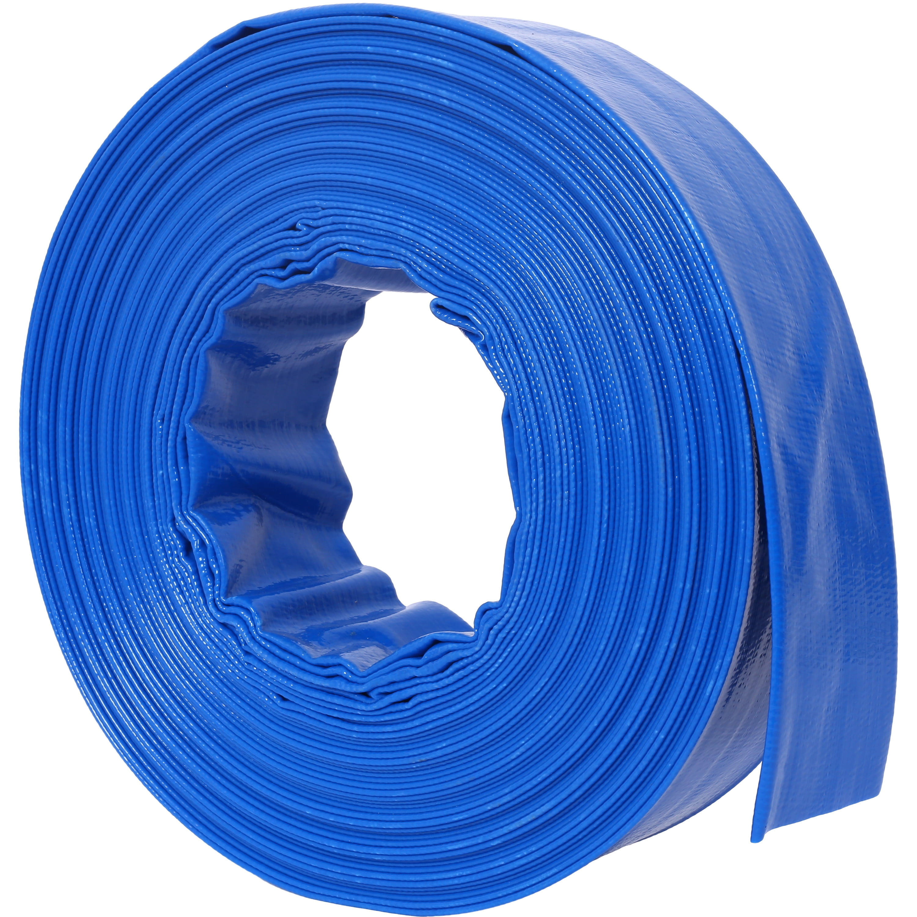 , 2"x100FT Pool Backwash Hose, Blue Heavy Duty Reinforced PVC Lay Flat Water Discharge Hose for Swimming Pool Filter Pump,with 2 Clamp, Blue ,Pvc ,