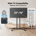 thumbnail image 2 of MountFTV Modern Rolling TV Stand Mount for 32-70 Inch TVs, Mobile TV Stand holds up to 88 lb with 5 Height Adjustable Mobile TV Cart with Tilt, Max 400x400mm Rolling TV Cart, 2 of 8