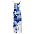 thumbnail image 4 of Usmixi Jumpsuits for Women Comfy Lightweight Cotton Linen Adjustable Strap Pocket Loose Baggy Casual Long Jumpsuits Overalls Summer Formal Dot Print Crewneck Sleeveless Maxi Rompers Blue l, 4 of 4