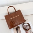 thumbnail image 3 of Genuine Cowhide Leather Women's Crocodile Embossed Tote Bag, Top Handle Crossbody Shoulder Purse, 3 of 8