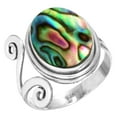 thumbnail image 1 of 925 Sterling Silver Ring For Women - Teens Multicolor Natural Abalone Shell Gemstone Silver Ring Size 9.5 Fashion Silver Ring Size 9.5 New Year Gift For Sister 925 Silver Gemstone Jewelry, 1 of 6
