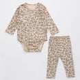 thumbnail image 3 of URMAGIC 0-24M Unisex Infant Baby Boys Girls Outfits Set Button Front Cotton Romper Pants 2PCS Set, 3 of 5