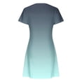 thumbnail image 4 of Sakmal Summer Dresses for Women 2024 Trendy Crew Neck Mid-Length Blue Gradient Short Sleeve with Pocket Loose Fit Basic Shift Dress, 4 of 5