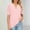 Pink, variant on Olyvenn Womens Summer Business Casual Blouses Eyelet V Neck Puff Short Sleeve Shirts Hollow Out Cute Lace Tops Blue L