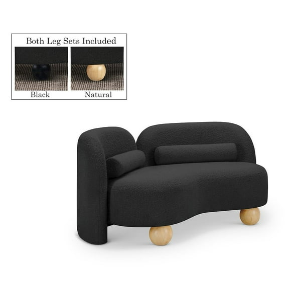 Meridian Furniture Daphne Black Boucle Fabric Loveseat