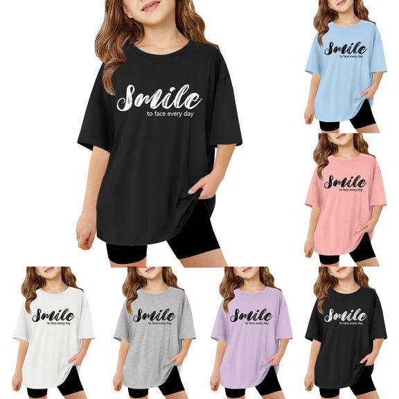 Halloween Gifts for Kids Girls Cute Graphic Print Casual Short Sleeve T Shirts Loose Preppy Back to School Shirt Summer Tops