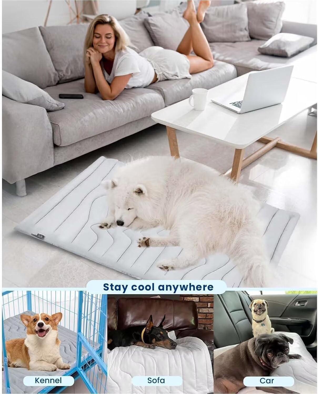 Kobolaf Dog Cooling Mat – Instant Self-Cooling Pet Pad, Foldable & Travel-Friendly, Durable Chew-Resistant Cooling Bed for Dogs & Cats