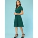 thumbnail image 5 of Vestidos estilo swing retro vintage de manga corta con cuello en V y botones para mujer de los años 50 Verde oscuro XS, 5 of 6
