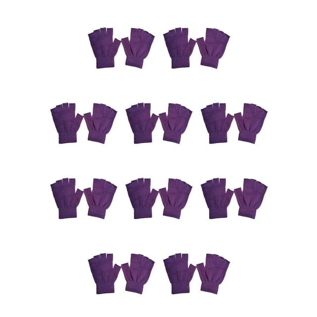 Minnieouse 1 par de guantes sin dedos, tejido artesanal, cubierta de medio dedo, accesorio de ropa, calentador de manos con Color sólido para exteriores, Violeta 10piezas Minnieouse CBP334258