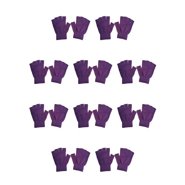 Minnieouse 1 par de guantes sin dedos, tejido artesanal, cubierta de medio dedo, accesorio de ropa, calentador de manos con Color sólido para exteriores, Violeta 10piezas Minnieouse CBP334258
