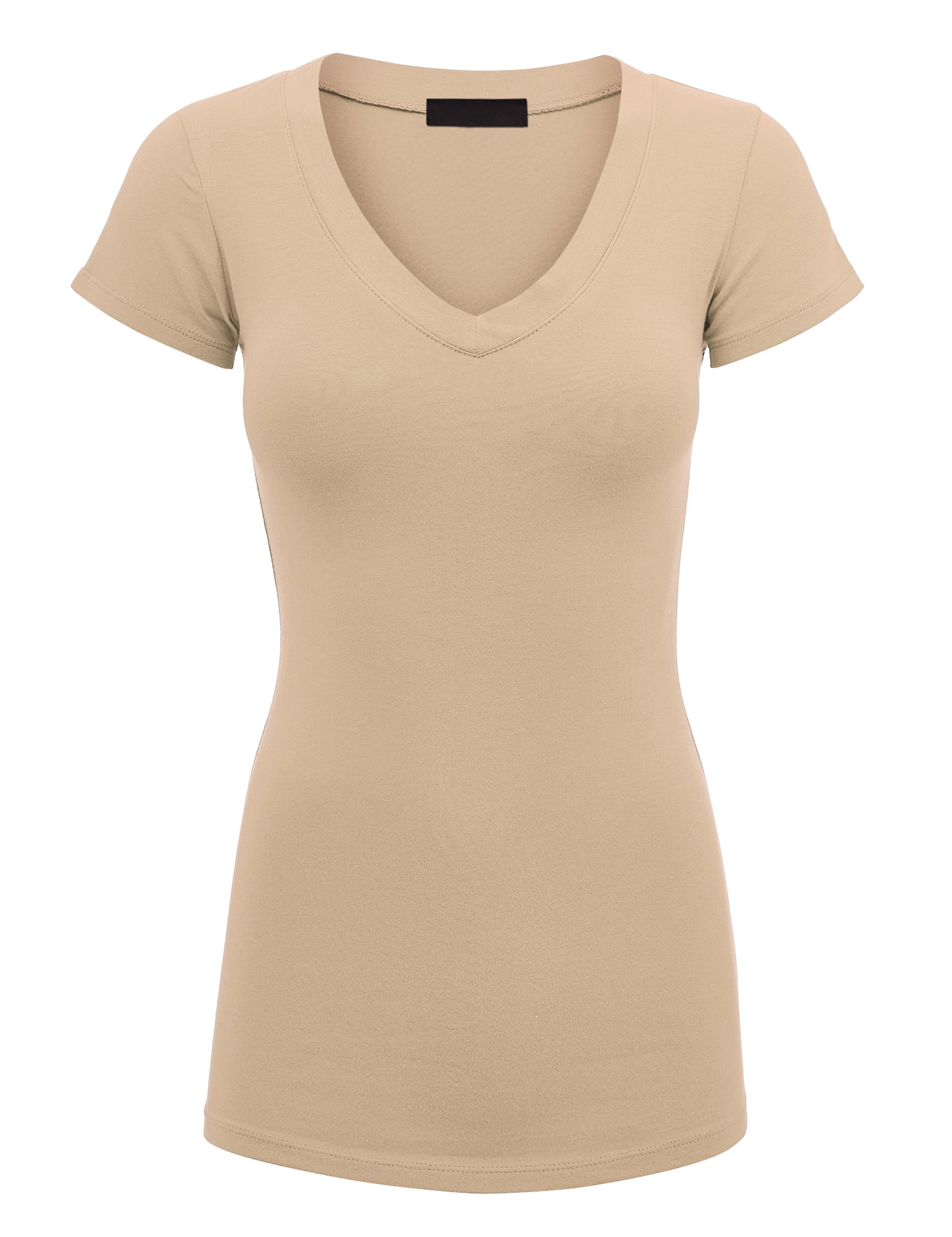 Women's V-Neck Loose T-Shirt - Short Sleeve Casual Tee, Summer Jersey Top - View #9
