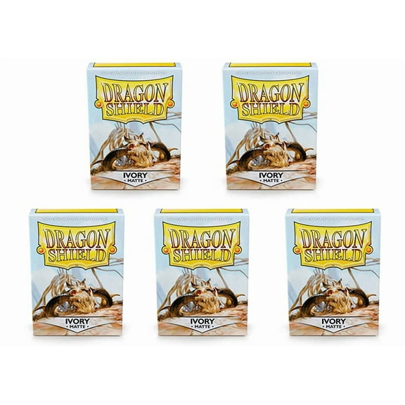 5 Packs Dragon Shield Matte Ivory Standard Size 100 ct Card Sleeves Value Bundle!