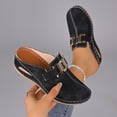 thumbnail image 6 of Rokment Womens Buckles Orthotic Clogs with Arch Support Trendy Casual Suede Closed Toe Platform Wedges Mid Heels Mules Backless Sandals for Ladies Summer Fall Black Size 6, 6 of 9