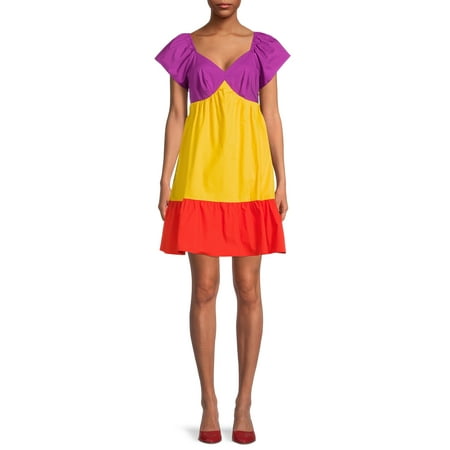 The Get Women's Short Sleeve Colorblock Mini Dress