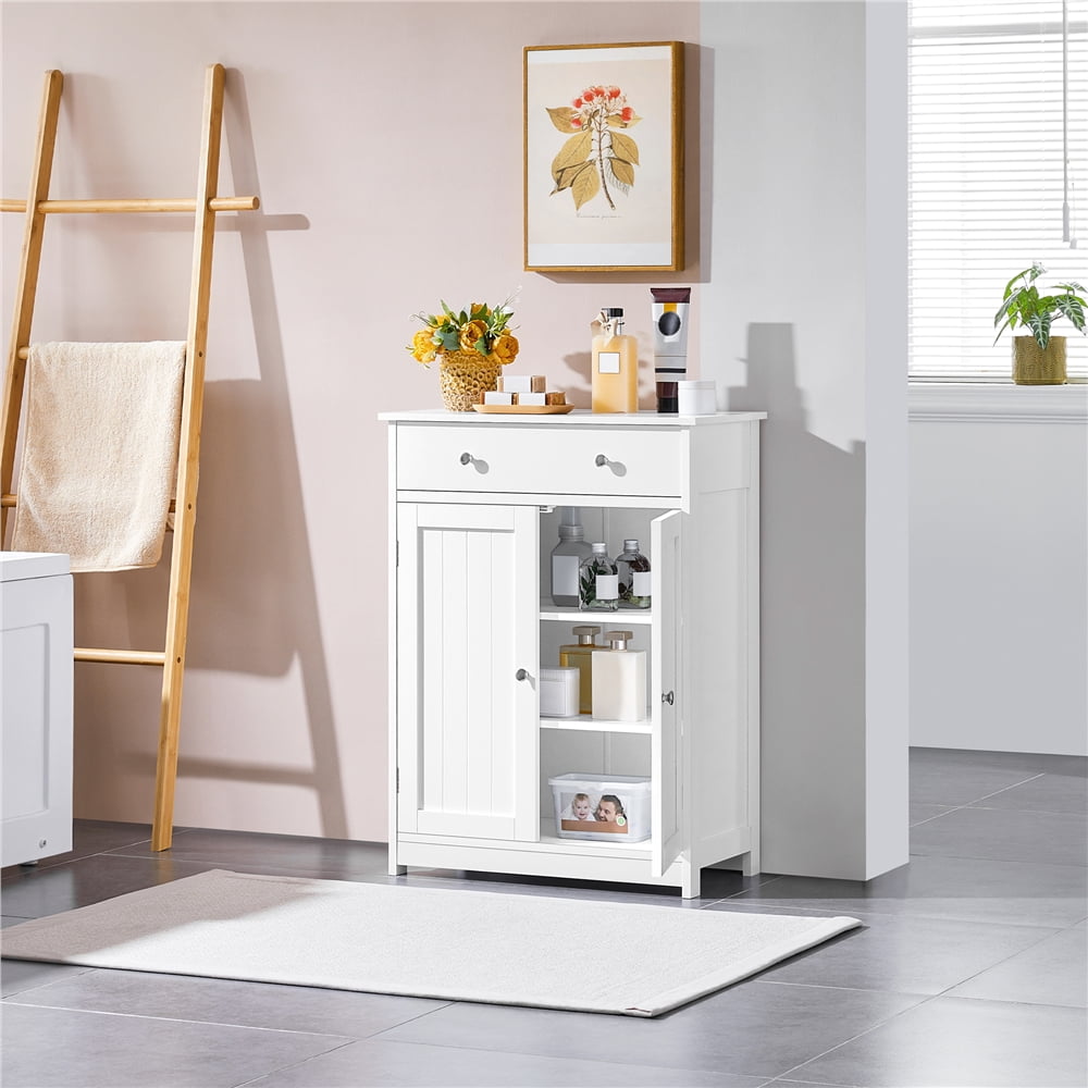 Yaheetech Free-Standing Bathroom Cabinet Storage Cabinet with Drawer and Doors,White