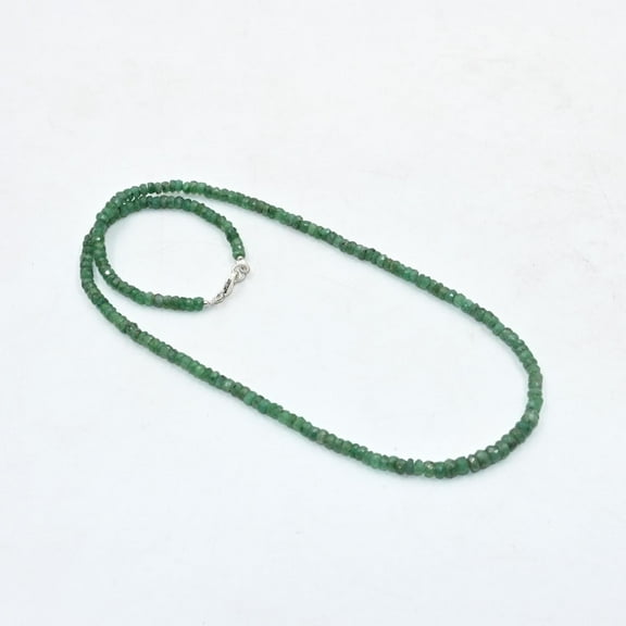 THE GEMS GRID Natural Emerald Faceted Beads Necklace | Genuine Green Emerald Rondelle Necklace | Handmade Sterling Silver Gemstone Jewelry | Perfect Gift for Women