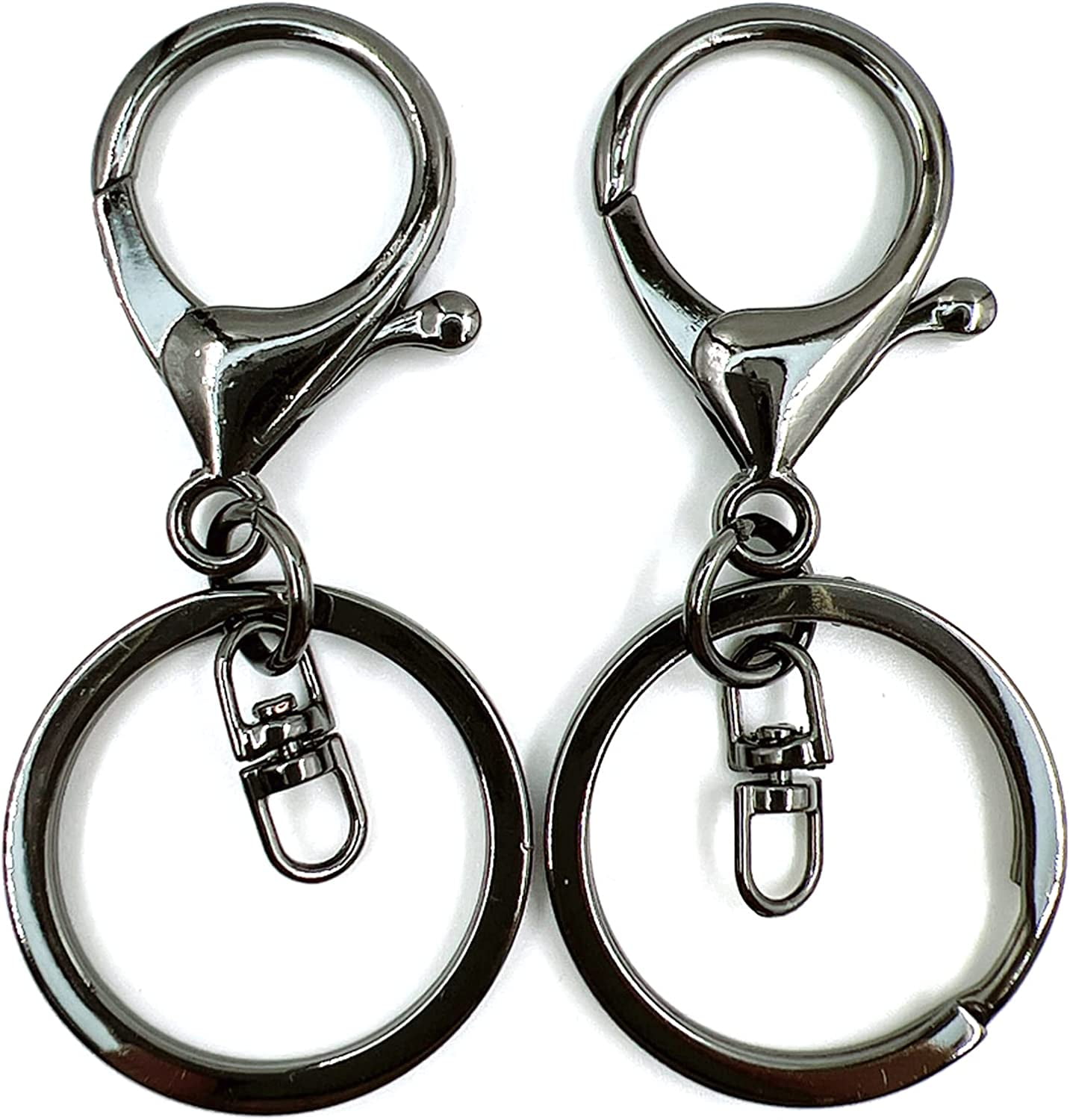 44mm Swivel Clasps Lanyard Snap Hook with Binder Ring for DIY Grey, 4Pack 