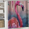 thumbnail image 6 of Orinice Pink Flamingo Shower Curtain Cute Tropical Flamingo Shower Curtain Relax Soak Unwind Bathroom Sign Bath Curtain Bathtub Bathroom Decor Shower Curtain with Hooks Waterproof Fabric  60x72, 6 of 7