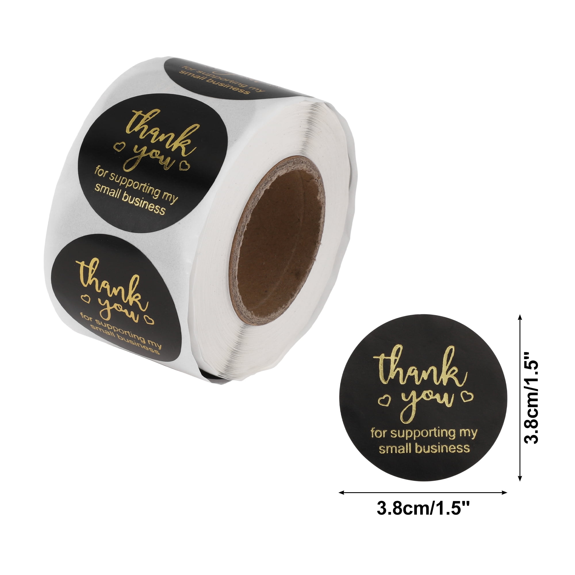 Unique Bargains Pink Foil Thank You Tag Gift Stickers 1 Pc Black, Gold Tone