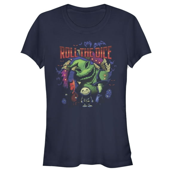 Junior's The Nightmare Before Christmas Halloween Oogie Roll The Dice Graphic Tee Navy Blue 2X Large