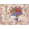 thumbnail image 2 of Wiley, Marta 24x18 Gold Ornate Wood Framed with Double Matting Museum Art Print Titled - Blue Red Flowers, 2 of 4