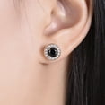 thumbnail image 3 of Rylos Yellow Gold Plated Silver Halo Stud Earrings - 4MM Round  Onyx & Sparkling Diamonds -  Exquisite Birthstone Jewelry, 3 of 7