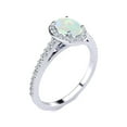 thumbnail image 2 of SuperJeweler 1 Carat Oval Shape Created Opal and Halo Diamond Ring In Sterling Silver For Women, 2 of 6