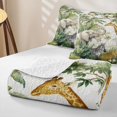 thumbnail image 4 of Manfei Tropical Forest Animal Quilt King, Jungle Tree Botanical King Coverlet Set, White Sage, Colorful Stars Reversible, 3 Pieces, 1 Bedspread and 2 Pillowcases, 4 of 7