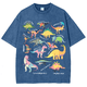 thumbnail image 4 of Camiseta de mujer con estampado de dinosaurio de dibujos animados en color, holgada, holgada, de gran tamaño, de color liso, de manga corta, estilo retro americano, informal, a la moda, 2024, 4 of 4