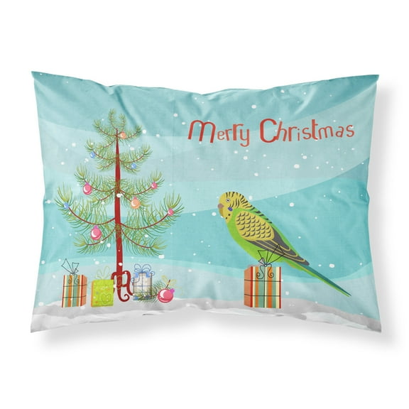 Budgerigar Merry Christmas Fabric Standard Pillowcase