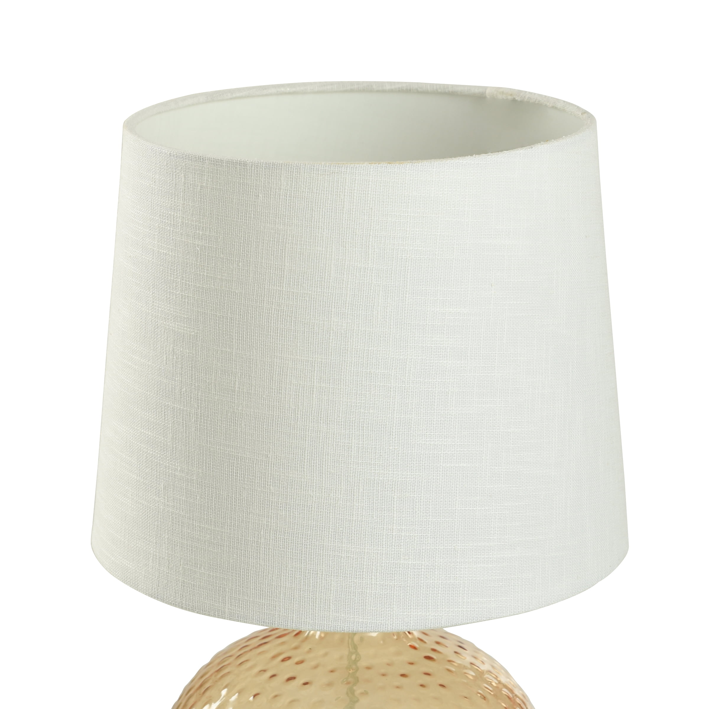 Hammered Glass Table Lamp, Amber with White Shade, 17"