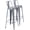 Antique Silver, variant on Distressed White Metal Barstools Set of 2 with Bucket Back, 30-Inch Seat Height, Lightweight Bar Stools for Kitchen Counter, Rustic Vintage Coastal Style