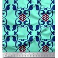 thumbnail image 1 of Soimoi Poly Georgette Fabric Floral & Filigree Damask Print Sewing Fabric Yard 52 Inch Wide, 1 of 3