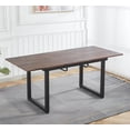 thumbnail image 5 of Walnut Finish Extendable Dining Table with Metal Legs - Adjustable Length from 55.11 to 70.86 Inches for Small Spaces, Kitchens, and Living Rooms, 5 of 7