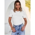 thumbnail image 4 of ANRABESS Women Puff Short Sleeve Crewneck Dressy Casual Tops Summer Fitted Ribbed Knit Trendy Work Shirts 2026 Spring Clothes White X-Large, 4 of 10