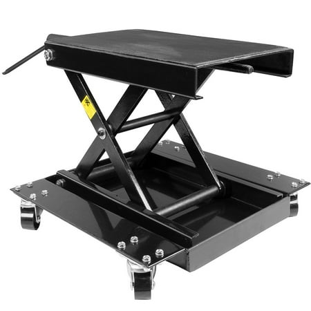 - 1100 LB Motorcycle Scissor Jack Lift w/ Dolly Bike Rack, Front Rear Center Tire Wheel Engine Stand w/ Wheels