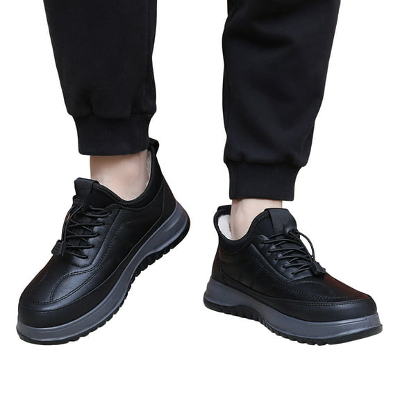 Winter Boots for Men Lace up Thickened Plush Warm Oxford Shoes Non-Slip Business Casual Work Booties