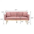 thumbnail image 4 of Convertible Teddy Fabric Accent Sofa Bed Couch Upholstered Loveseat Sofa Sleeper Sofa Bed with Plywood Frame and Metal Rose Gold Feet for Bedroom Living Room Dormitory, Brush Pink, 4 of 7