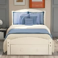 thumbnail image 2 of Twin Bed with Storage, Solid Wood Platform Bed Frame, Modern Twin Size Bed Frame with Headboard and Footboard, Bedroom Furniture Twin Platform Bed with Big Drawer, No Box Spring Needed, White, 2 of 8