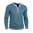 thumbnail image 5 of JIAYUE Men's T Shirt Contrast Color Henley Long Sleeve Shirts V Neck Buttons Placket Slim Fit Casual Pullover Tops For Commute Travel And Daily Comfortable Wear, 5 of 7