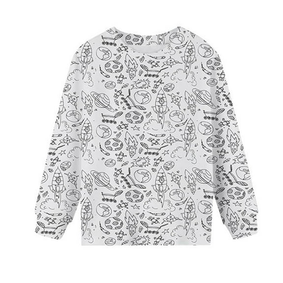 WOYY Big Girls DIY Hand Painted T-Shirt Long Sleeve Crewneck T Shirt Coloring Tee Tops