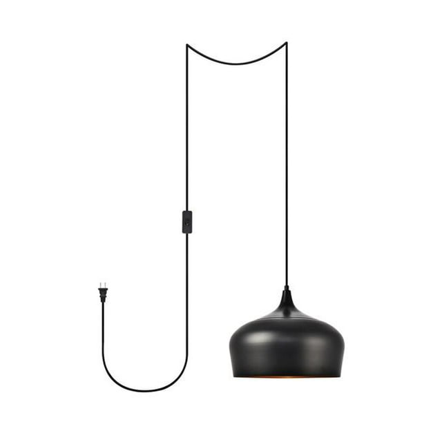 Living District LDPG2003 Nora 1 Light Plug-In Pendant, Black