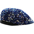 thumbnail image 2 of Women Girls Sparkly Sequin Beret Hat Fashion Fun Stretch Beanie Cap Headwear for Festival Party Club, 2 of 5